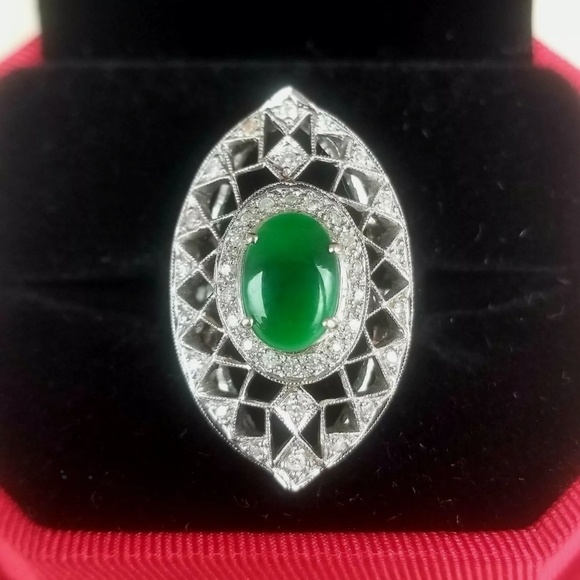 Jade Authentic Platinum Ring With Japanese… - Picture 3 of 10